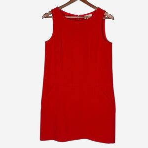 NWT LOFT Sleeveless Red Shift Dress Size 8P 8 Petite Exposed Back Zip Pockets